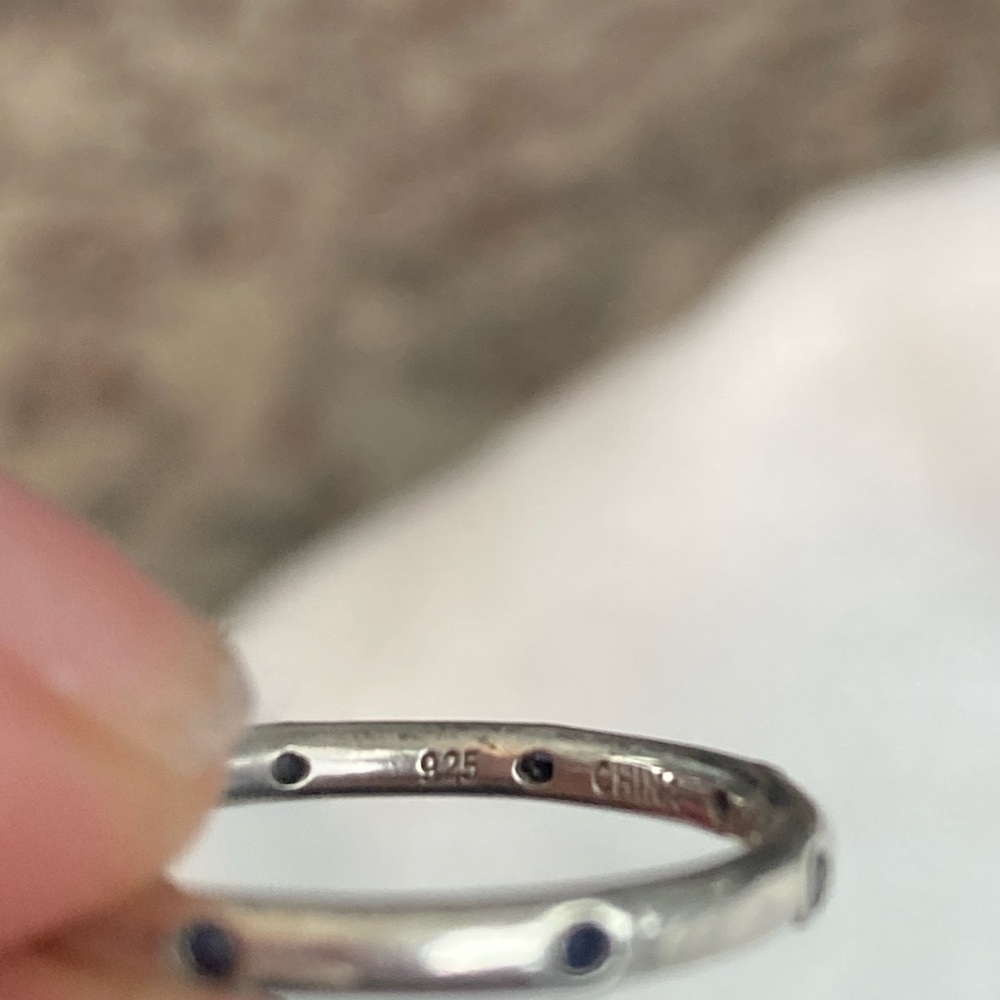 Stackable Sterling G Silver Lab Created Sapphire … - image 4